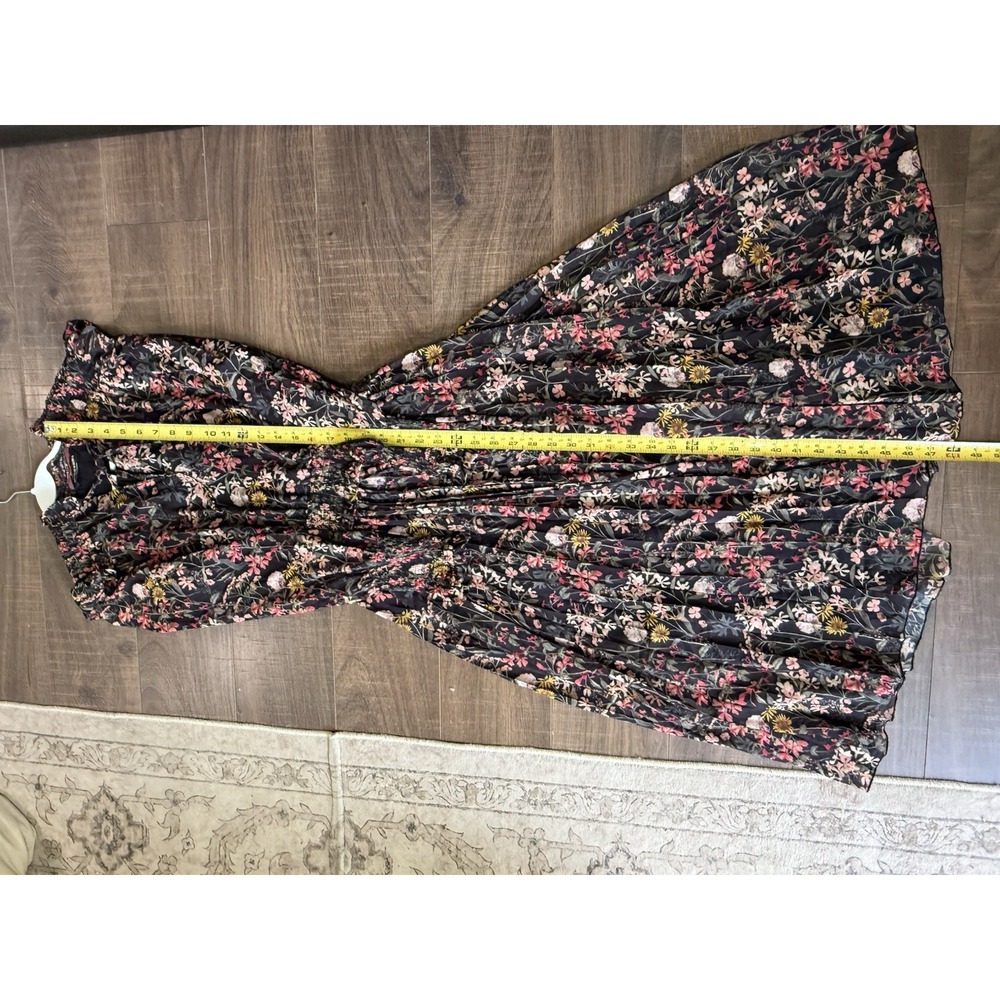 Scotch & Soda Printed Smocked Midi Dress Meadow Deep Raspberry XS NEW - Picture 7 of 8